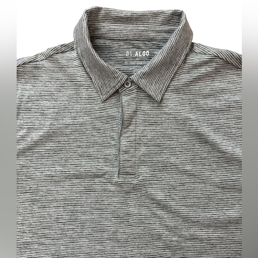 01. Algo Polo Shirt Mens Large Gray Performance Stretch Golf Lightweight Wicking